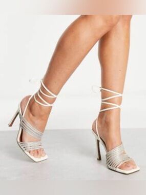 ASOS Silver Strappy Lace-Up High Heels